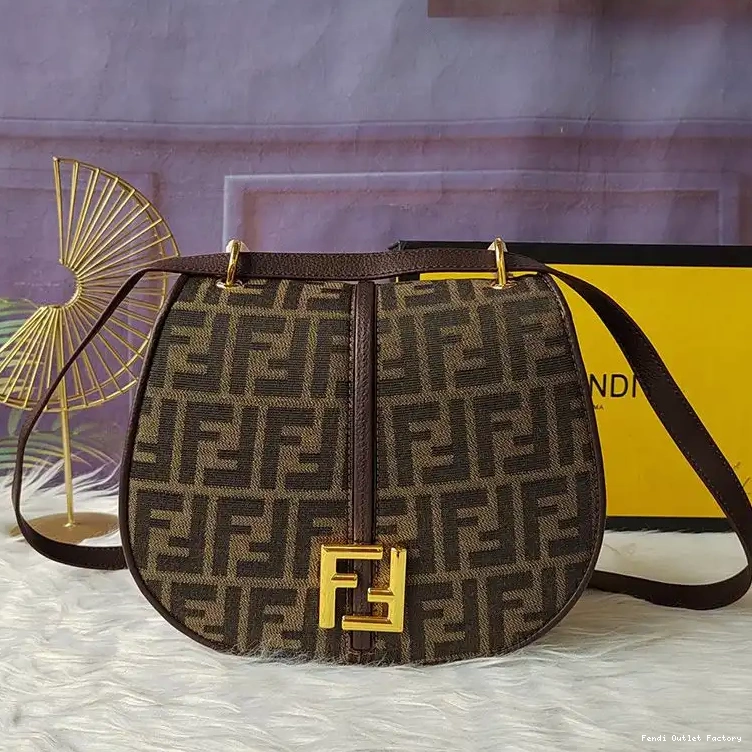 HOT FF In Fabric C'mon Bag Brown Motif Medium Fendi 0703